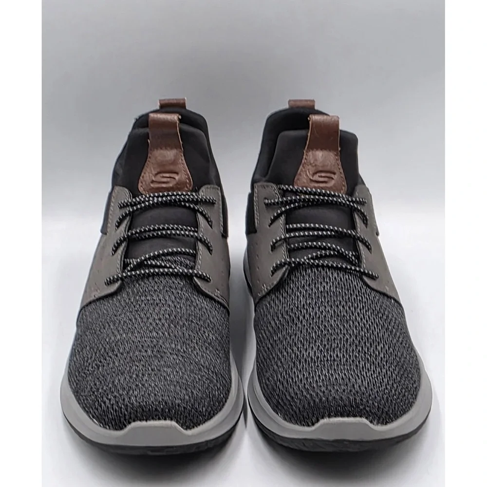 Skechers Mens Delson Camben Size 12 Slip On Sneaker Black Gray Walking Shoe